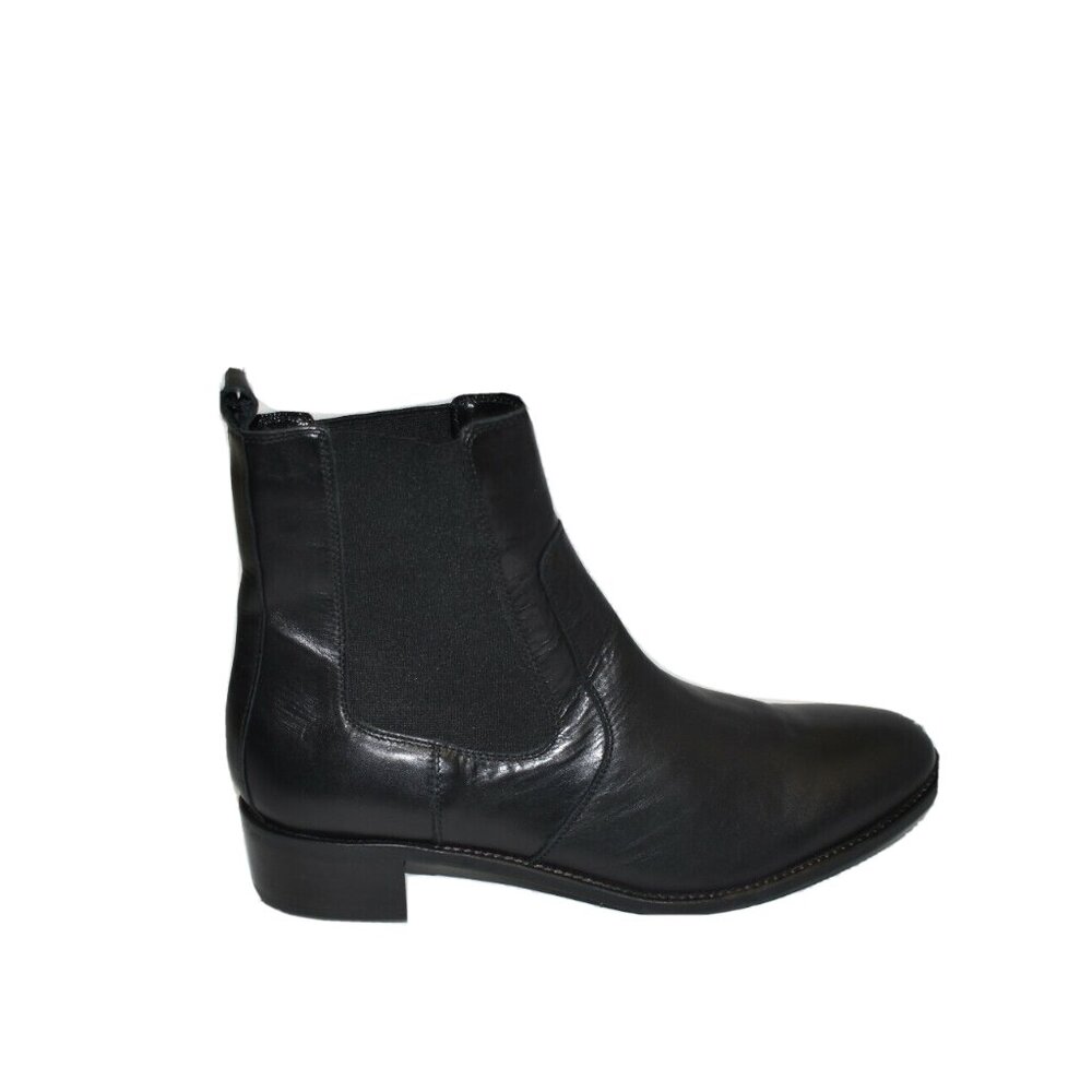 New Aquatalia Otilia Leather Mid Chelsea Boot Black Leather Size 11 DD496